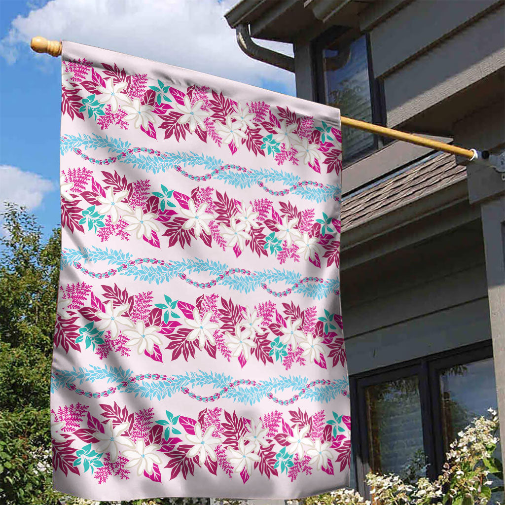 Monstera Tiare Plumeria Lei Pattern Garden Flag Pink Version LT01 - Polynesian Pride