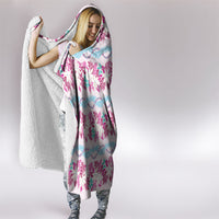 Monstera Tiare Plumeria Lei Pattern Hooded Blanket Pink Version LT01 - Polynesian Pride