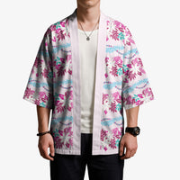 Monstera Tiare Plumeria Lei Pattern Kimono Pink Version LT01 - Polynesian Pride