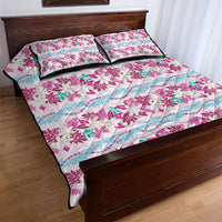 Monstera Tiare Plumeria Lei Pattern Quilt Bed Set Pink Version LT01 - Polynesian Pride