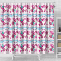 Monstera Tiare Plumeria Lei Pattern Shower Curtain Pink Version LT01 - Polynesian Pride