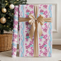 Monstera Tiare Plumeria Lei Pattern Wrapping Paper Pink Version LT01 - Polynesian Pride