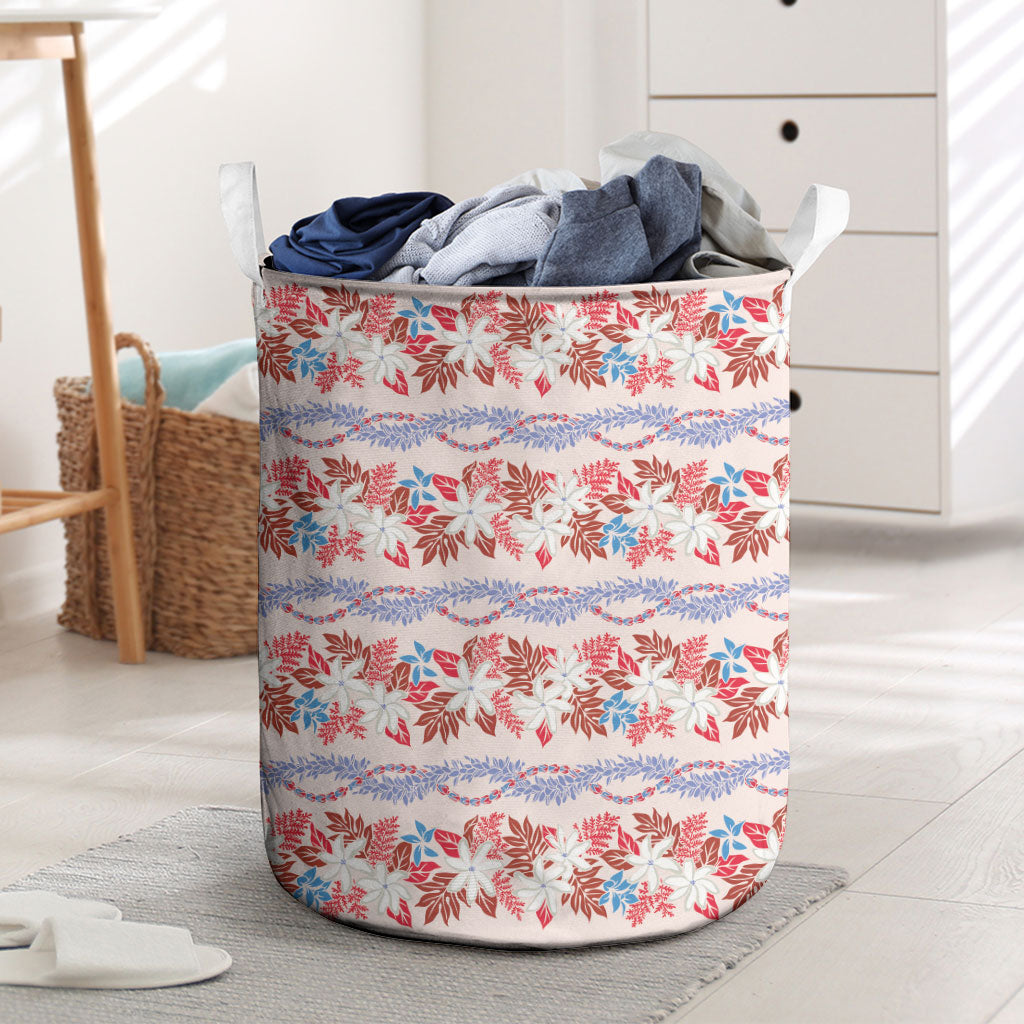 Monstera Tiare Plumeria Lei Pattern Laundry Basket Red Version LT01 Red - Polynesian Pride