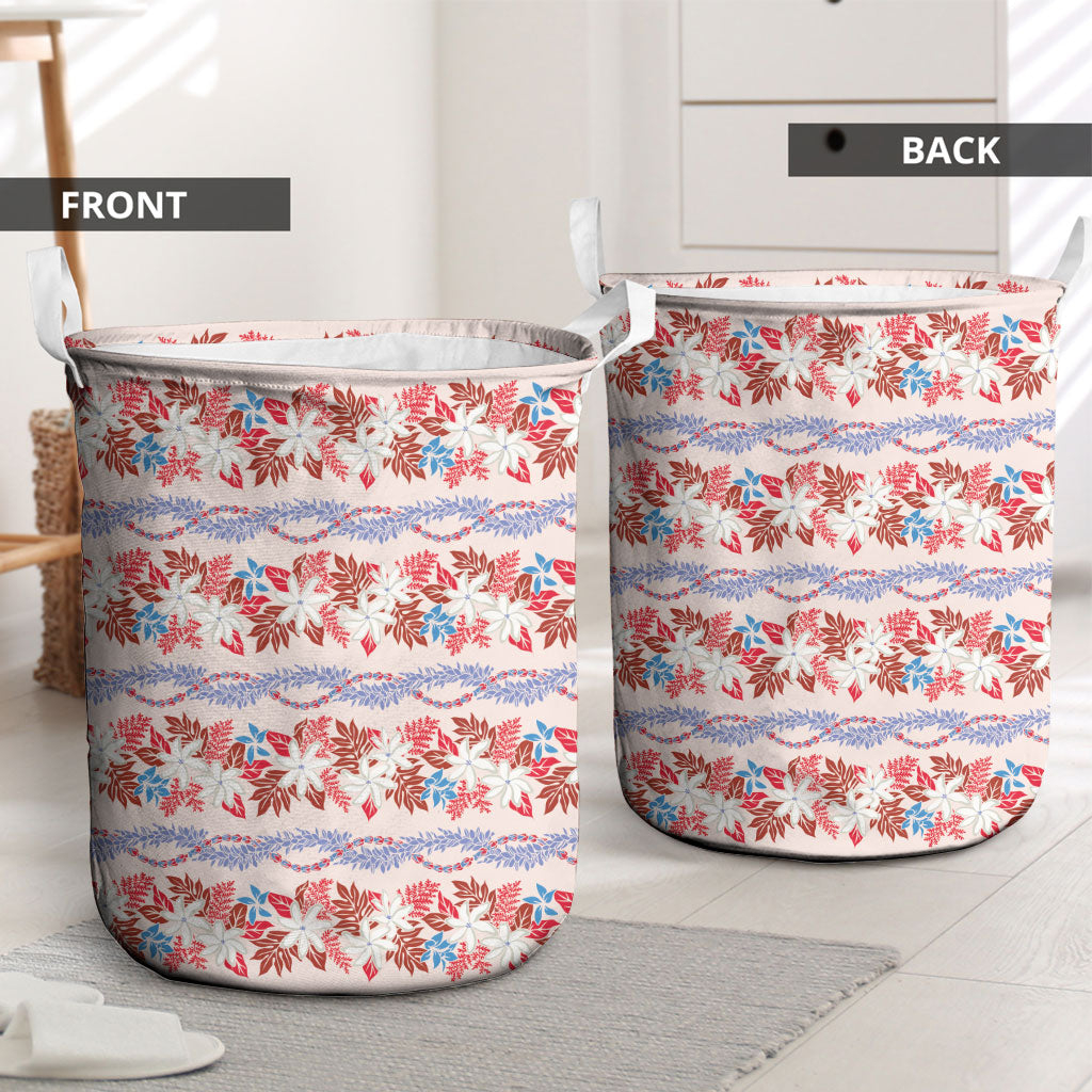 Monstera Tiare Plumeria Lei Pattern Laundry Basket Red Version LT01 - Polynesian Pride