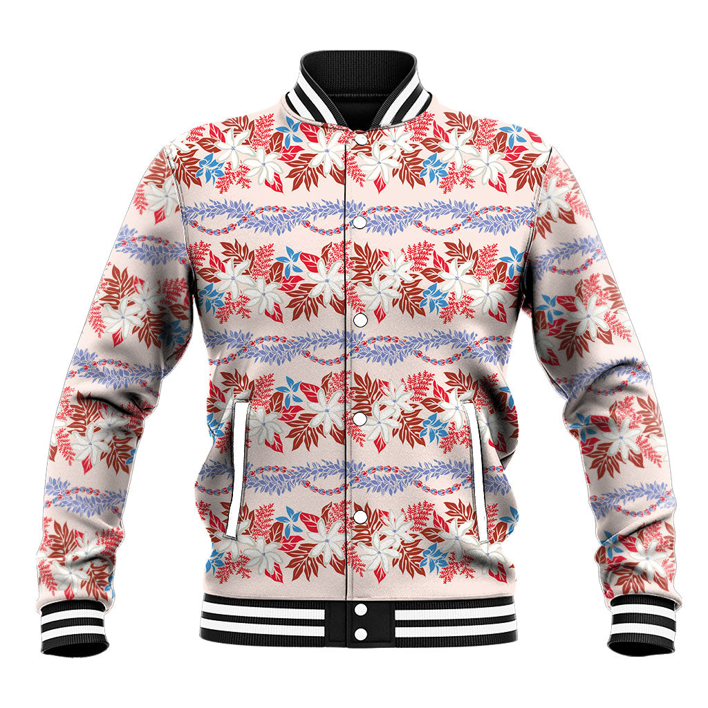 Monstera Tiare Plumeria Lei Pattern Baseball Jacket Red Version
