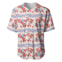 Monstera Tiare Plumeria Lei Pattern Baseball Jersey Red Version LT01 Red - Polynesian Pride