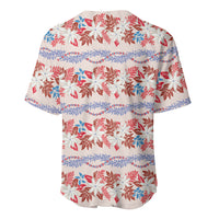 Monstera Tiare Plumeria Lei Pattern Baseball Jersey Red Version LT01 - Polynesian Pride
