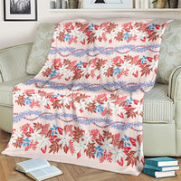 Monstera Tiare Plumeria Lei Pattern Blanket Red Version LT01 - Polynesian Pride