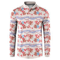 Monstera Tiare Plumeria Lei Pattern Button Sweatshirt Red Version LT01 Red - Polynesian Pride