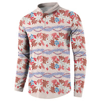 Monstera Tiare Plumeria Lei Pattern Button Sweatshirt Red Version LT01 - Polynesian Pride