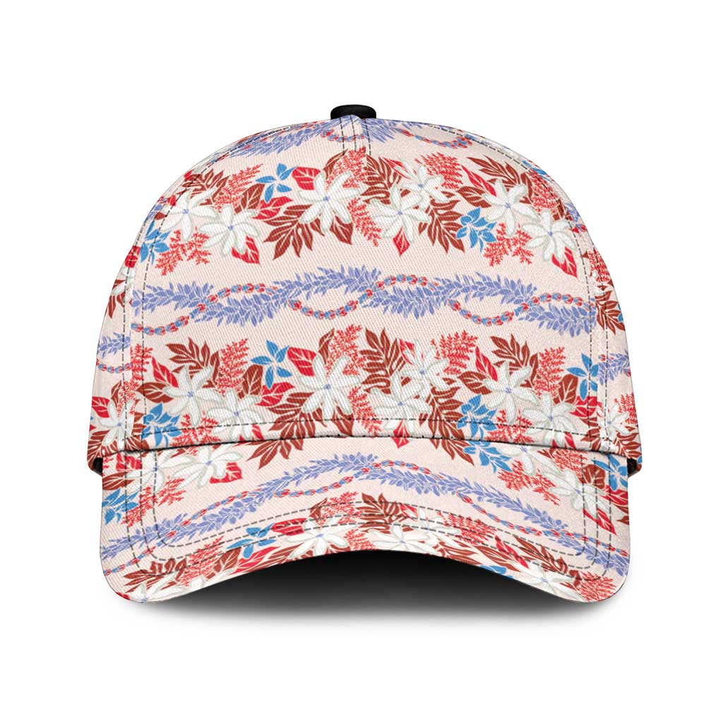 Monstera Tiare Plumeria Lei Pattern Classic Cap Red Version