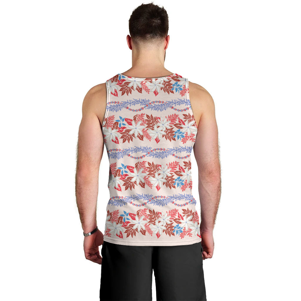 Monstera Tiare Plumeria Lei Pattern Men Tank Top Red Version LT01 - Polynesian Pride