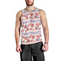 Monstera Tiare Plumeria Lei Pattern Men Tank Top Red Version LT01 - Polynesian Pride