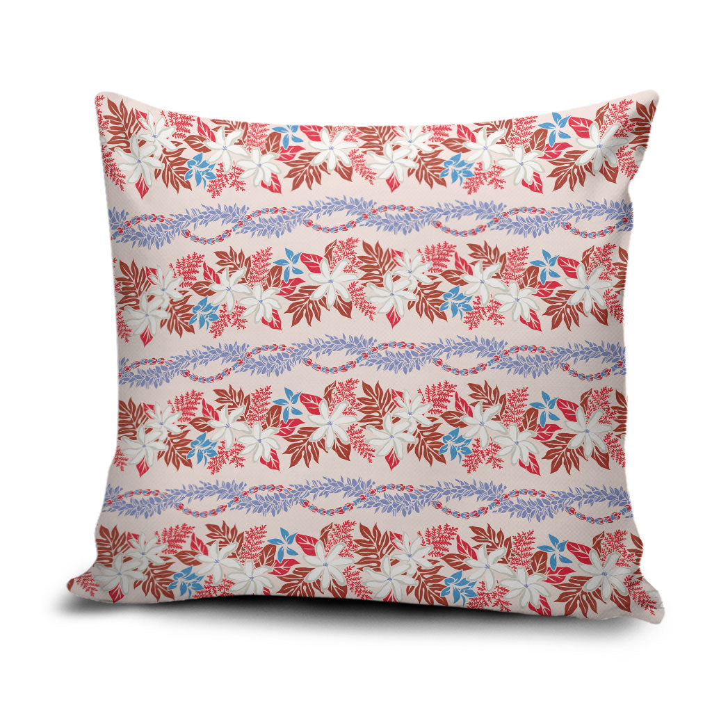Monstera Tiare Plumeria Lei Pattern Pillow Cover Red Version LT01 Red - Polynesian Pride