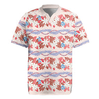 Monstera Tiare Plumeria Lei Pattern Rugby Jersey Red Version LT01 Red - Polynesian Pride