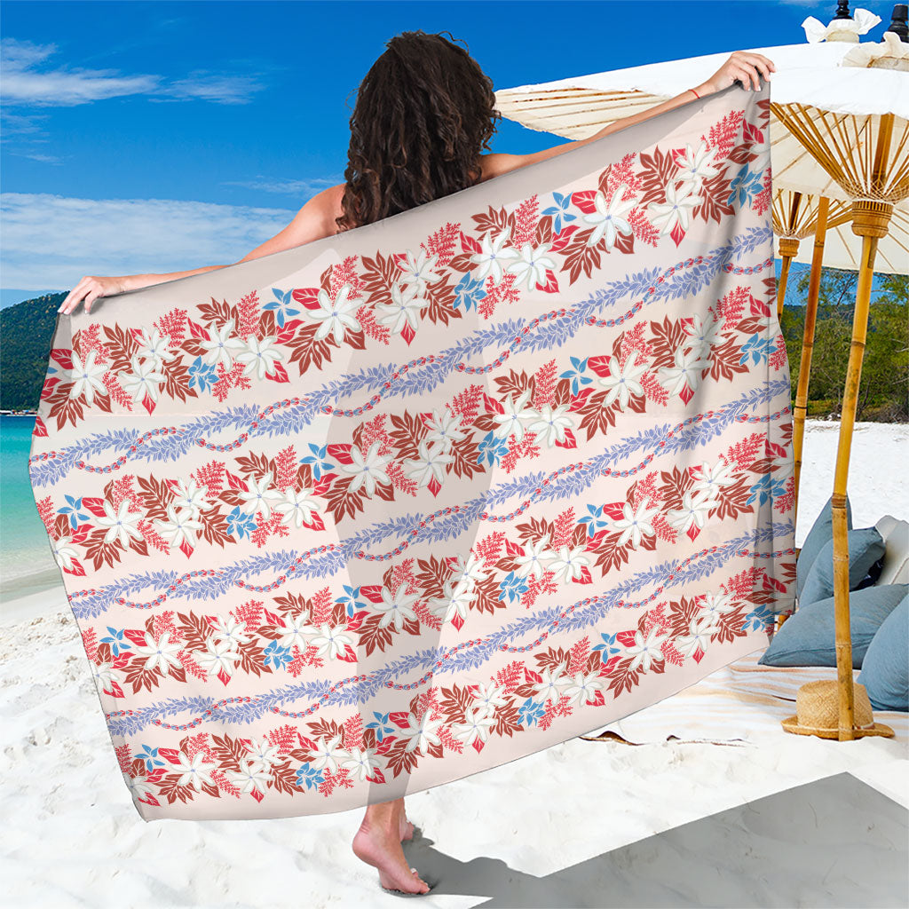 Monstera Tiare Plumeria Lei Pattern Sarong Red Version