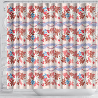 Monstera Tiare Plumeria Lei Pattern Shower Curtain Red Version LT01 - Polynesian Pride