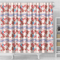 Monstera Tiare Plumeria Lei Pattern Shower Curtain Red Version LT01 - Polynesian Pride