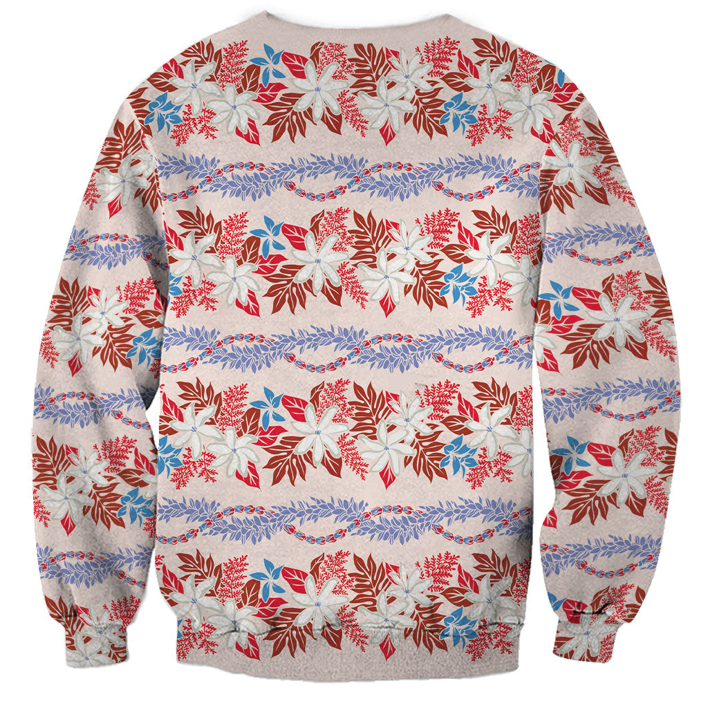 Monstera Tiare Plumeria Lei Pattern Sweatshirt Red Version LT01 - Polynesian Pride