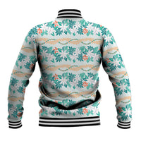 Monstera Tiare Plumeria Lei Pattern Baseball Jacket Teal Version LT01 - Polynesian Pride