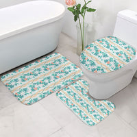 Monstera Tiare Plumeria Lei Pattern Bathroom Set Teal Version LT01 - Polynesian Pride