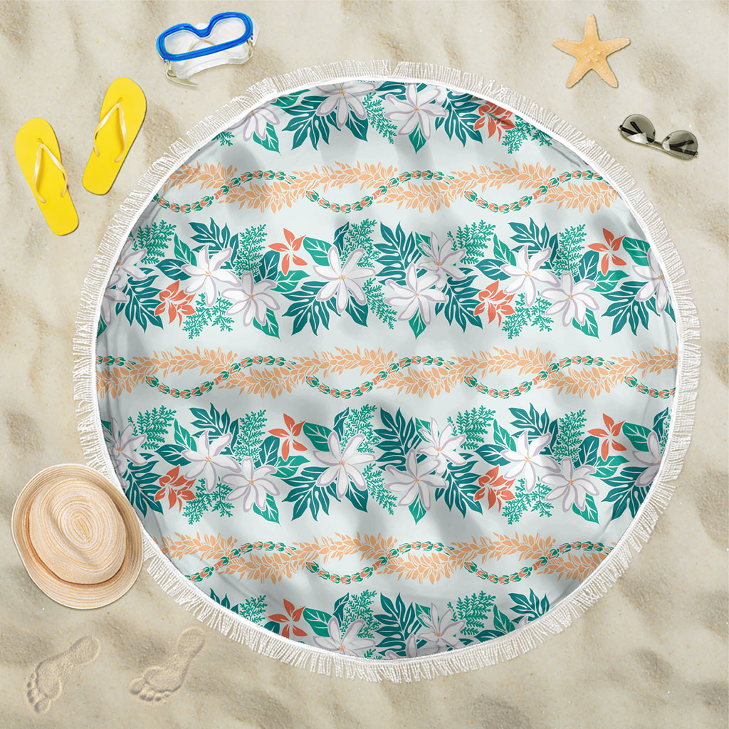Monstera Tiare Plumeria Lei Pattern Beach Blanket Teal Version LT01 One Size 150cm Teal - Polynesian Pride