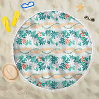 Monstera Tiare Plumeria Lei Pattern Beach Blanket Teal Version LT01 One Size 150cm Teal - Polynesian Pride