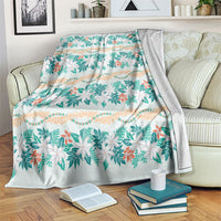 Monstera Tiare Plumeria Lei Pattern Blanket Teal Version LT01 Teal - Polynesian Pride