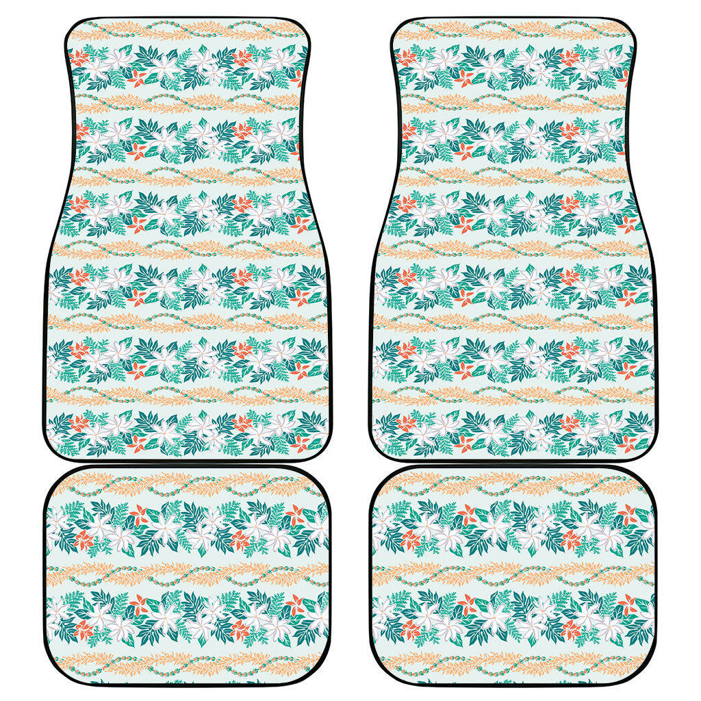 Monstera Tiare Plumeria Lei Pattern Car Mats Teal Version LT01 - Polynesian Pride