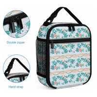 Monstera Tiare Plumeria Lei Pattern Lunch Bag Teal Version LT01 - Polynesian Pride