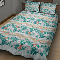 Monstera Tiare Plumeria Lei Pattern Quilt Bed Set Teal Version LT01 - Polynesian Pride
