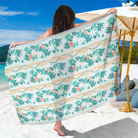 Monstera Tiare Plumeria Lei Pattern Sarong Teal Version LT01 One Size 44 x 66 inches Teal - Polynesian Pride