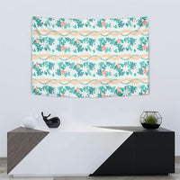 Monstera Tiare Plumeria Lei Pattern Tapestry Teal Version LT01 - Polynesian Pride