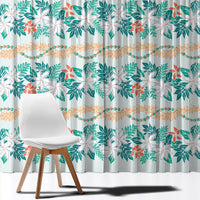 Monstera Tiare Plumeria Lei Pattern Window Curtain Teal Version LT01 - Polynesian Pride