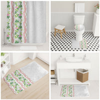 Monstera Tiare Plumeria Bathroom Set Green Polynesian Pattern LT01 - Polynesian Pride