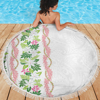 Monstera Tiare Plumeria Beach Blanket Green Polynesian Pattern LT01 - Polynesian Pride
