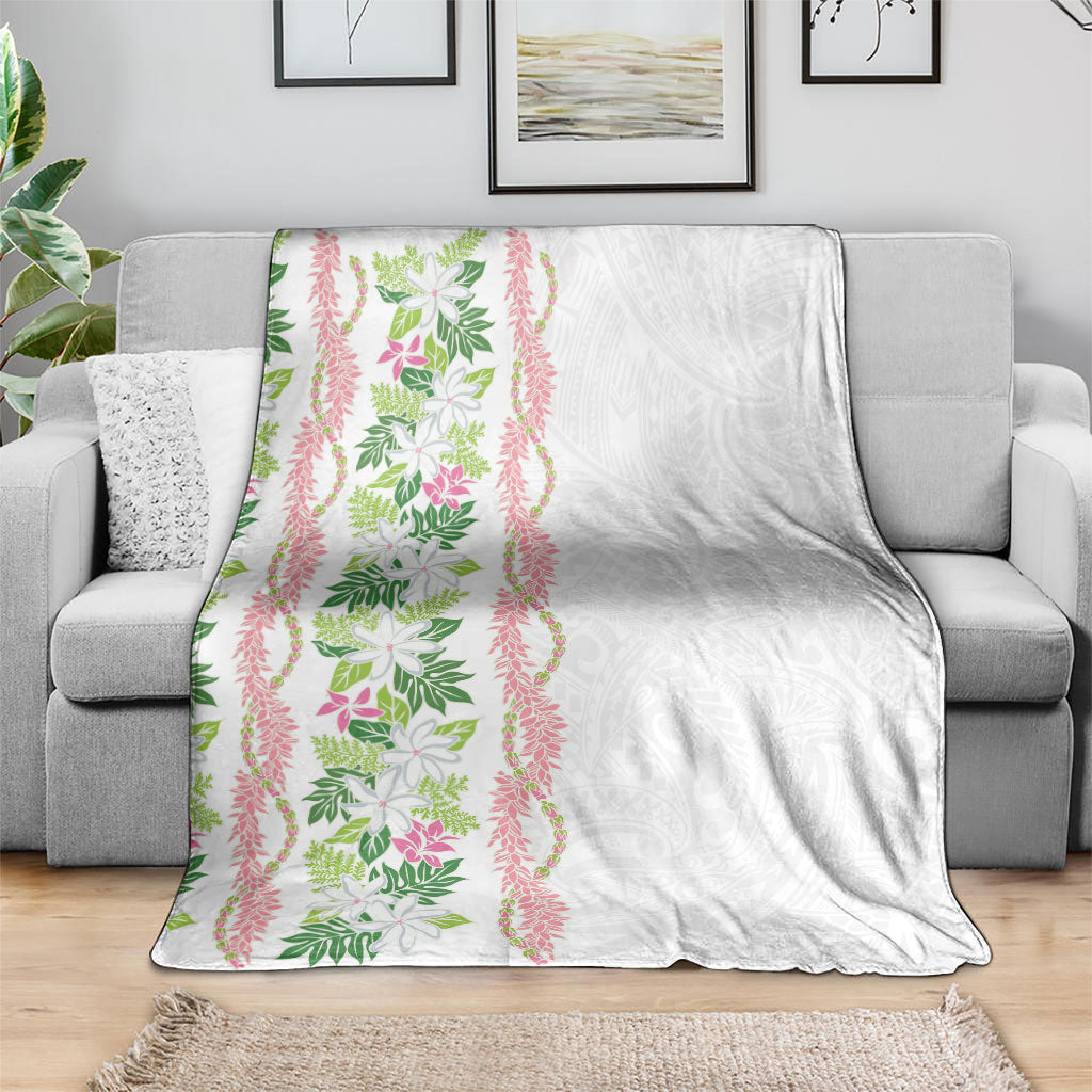 Monstera Tiare Plumeria Blanket Green Polynesian Pattern LT01 - Polynesian Pride