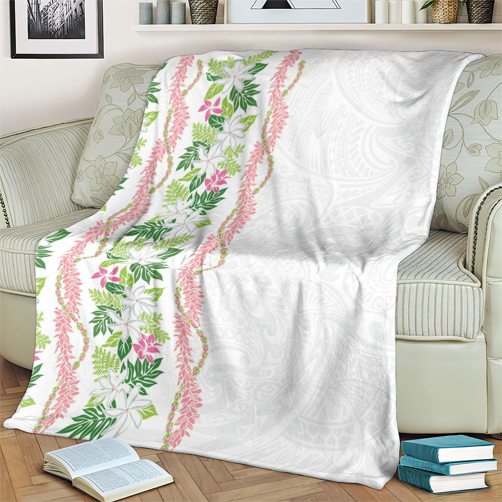 Monstera Tiare Plumeria Blanket Green Polynesian Pattern LT01 - Polynesian Pride