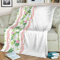Monstera Tiare Plumeria Blanket Green Polynesian Pattern LT01 - Polynesian Pride