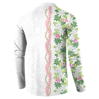 Monstera Tiare Plumeria Button Sweatshirt Green Polynesian Pattern LT01 - Polynesian Pride
