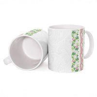 Monstera Tiare Plumeria Ceramic Mug Green Polynesian Pattern LT01 - Polynesian Pride