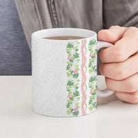 Monstera Tiare Plumeria Ceramic Mug Green Polynesian Pattern LT01 - Polynesian Pride