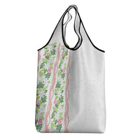 Monstera Tiare Plumeria Grocery Bag Green Polynesian Pattern LT01 - Polynesian Pride