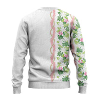 Monstera Tiare Plumeria Ugly Christmas Sweater Green Polynesian Pattern LT01 - Polynesian Pride