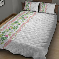 Monstera Tiare Plumeria Quilt Bed Set Green Polynesian Pattern LT01 - Polynesian Pride