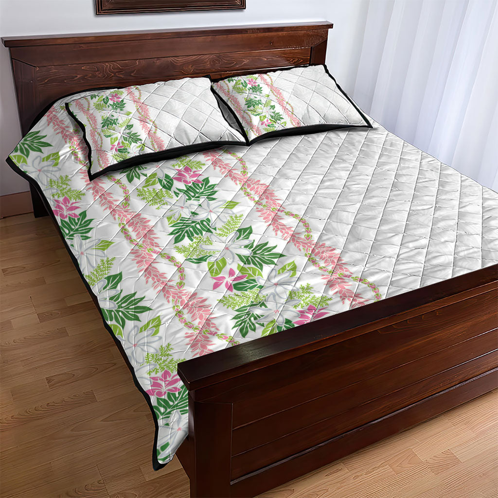 Monstera Tiare Plumeria Quilt Bed Set Green Polynesian Pattern LT01 - Polynesian Pride