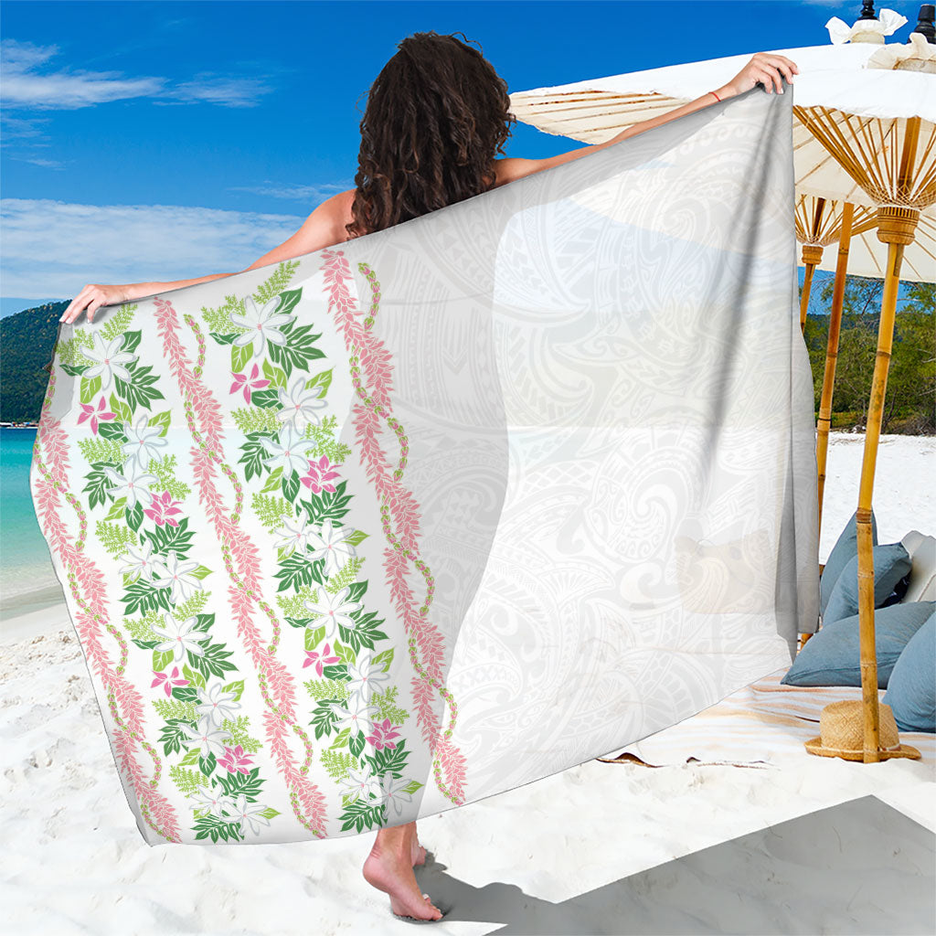 Monstera Tiare Plumeria Sarong Green Polynesian Pattern