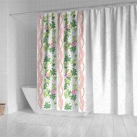 Monstera Tiare Plumeria Shower Curtain Green Polynesian Pattern LT01 - Polynesian Pride