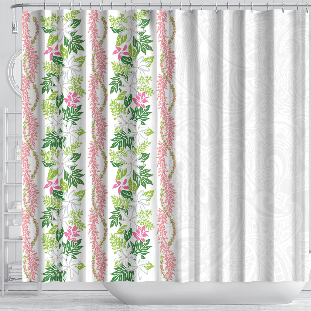 Monstera Tiare Plumeria Shower Curtain Green Polynesian Pattern LT01 - Polynesian Pride