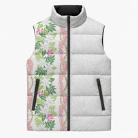 Monstera Tiare Plumeria Sleeveless Puffer Jacket Green Polynesian Pattern LT01 Unisex Green - Polynesian Pride